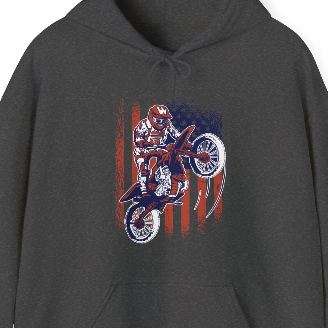 Patriotic Motocross Dirt Bike Hoodie