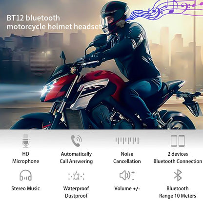 BT12 Bluetooth 5.0 Motorcycle Helmet Headset