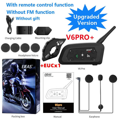 EJEAS V6 PRO PLUS Bluetooth Motorcycle Intercom Helmet Headset