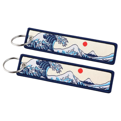 Japanese Waves Motorcycle Key Tag Keychain Collection