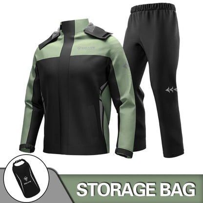 Motorcycle Raincoat Set with Pants and Storage Bag