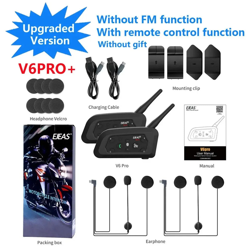 EJEAS V6 PRO PLUS Bluetooth Motorcycle Intercom Helmet Headset