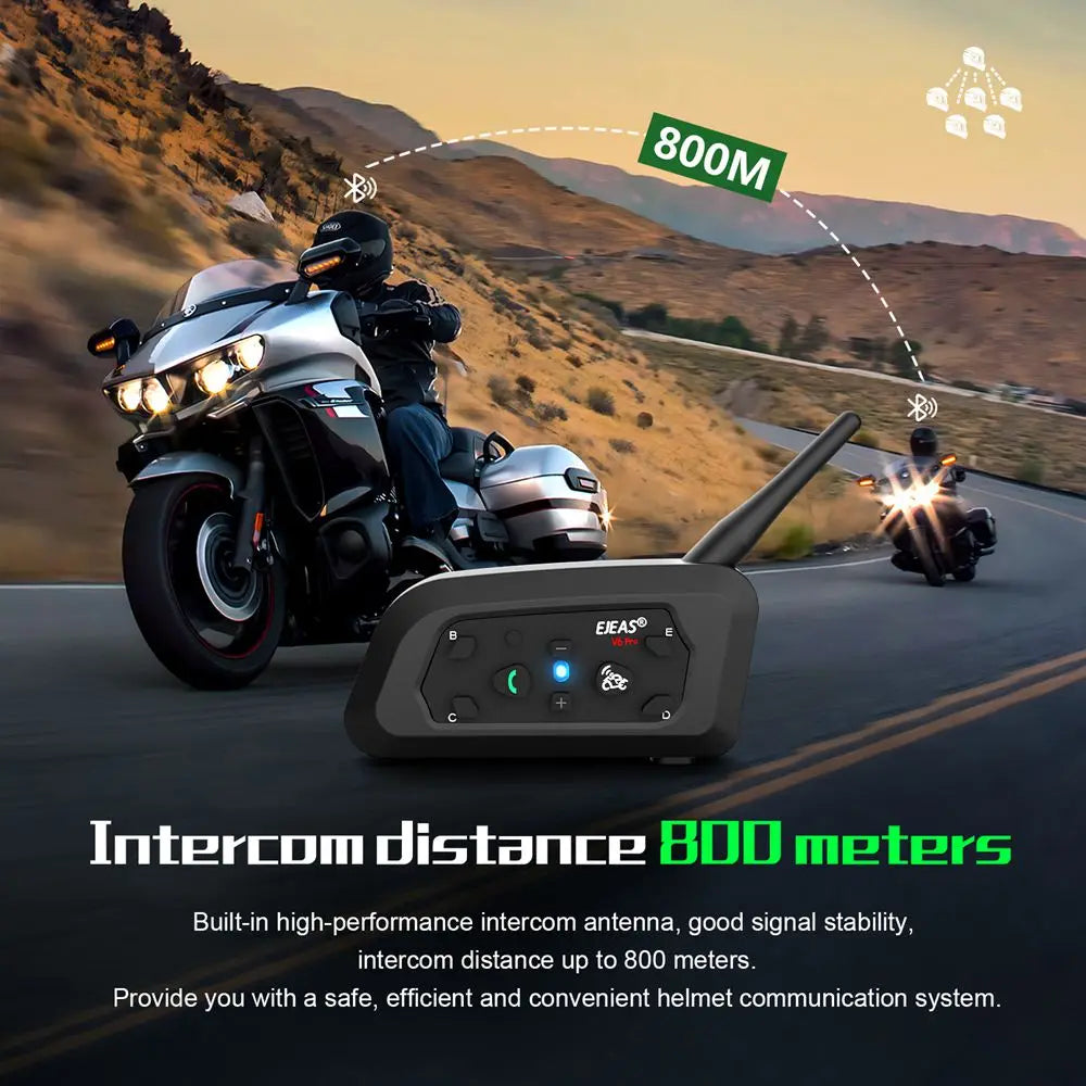 EJEAS V6 PRO PLUS Bluetooth Motorcycle Intercom Helmet Headset