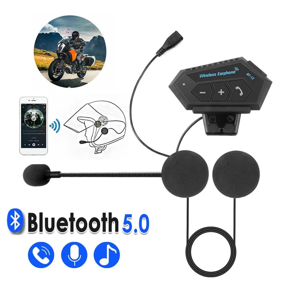 BT12 Bluetooth 5.0 Motorcycle Helmet Headset