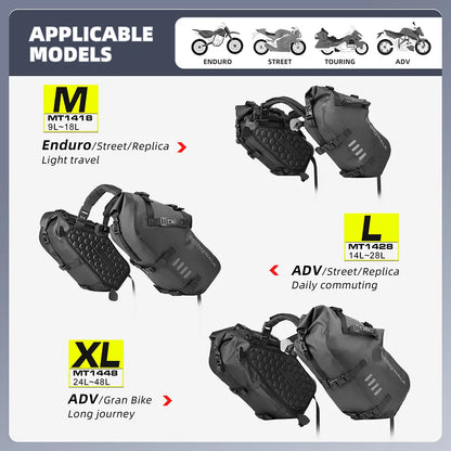 Rhinowalk Motorcycle Waterproof Saddle Side Pannier Bag 18L/28L/48L